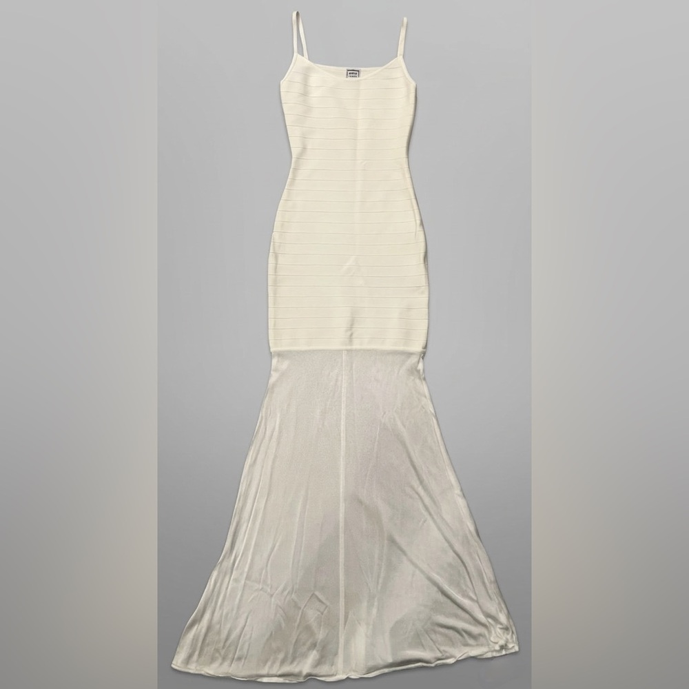 Vintage 90s Hervé Léger Ivory Bandage Mermaid Gown – Made in France